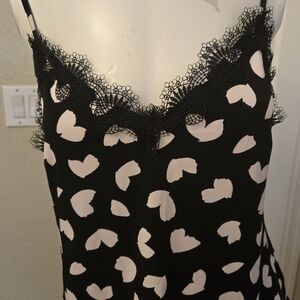 MICHAEL Michael Kors Black and White Heart Print Lace Trim Cami NWT